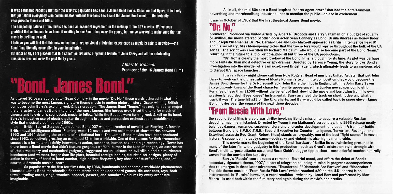 Middle of cover of CDBOND 007